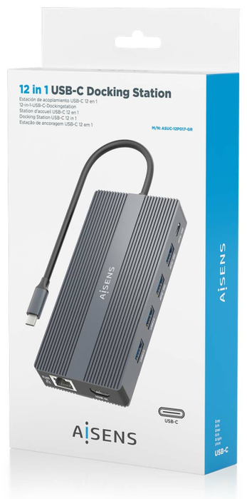 Aisens USB-C Dock 12 en 1 ASUC-12P017-GR Gris
