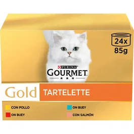 Purina Gourmet Gold Multi Tartalette - Comida Húmeda para Gatos, 24 Sobres x 85 gr, Control del pH Urinario