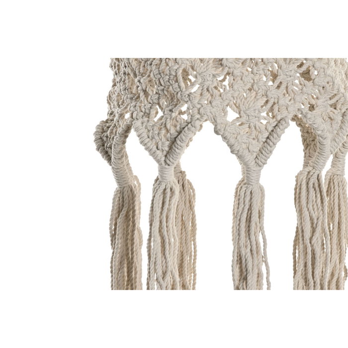 DKD Home Decor Pantalla de Lámpara de Algodón Macramé Tejido a Mano, Crudo
