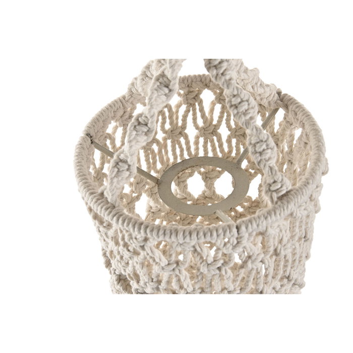 DKD Home Decor Pantalla de Lámpara de Algodón Macramé Tejido a Mano, Crudo