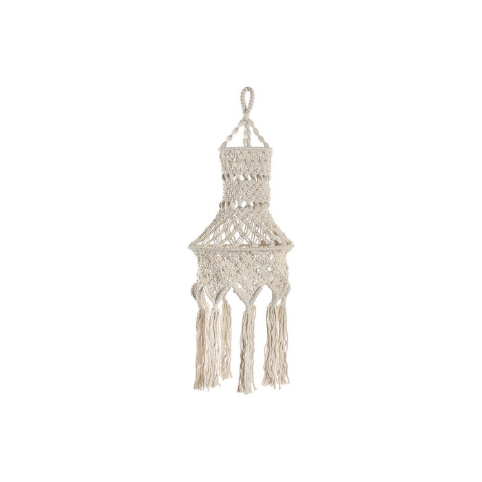 DKD Home Decor Pantalla de Lámpara de Algodón Macramé Tejido a Mano, Crudo