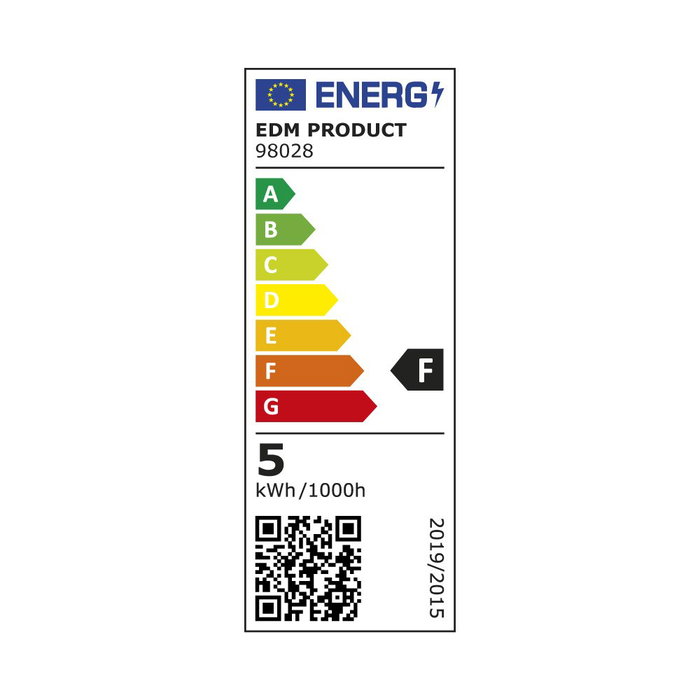 EDM Bombilla Dicroica LED GU10 5W, 450 lm, 3 CCT (3000K/4000K/6500K), Par16, Flujo 360°, Angulo 120°, Clase F, 220-240V, ø50x62 mm