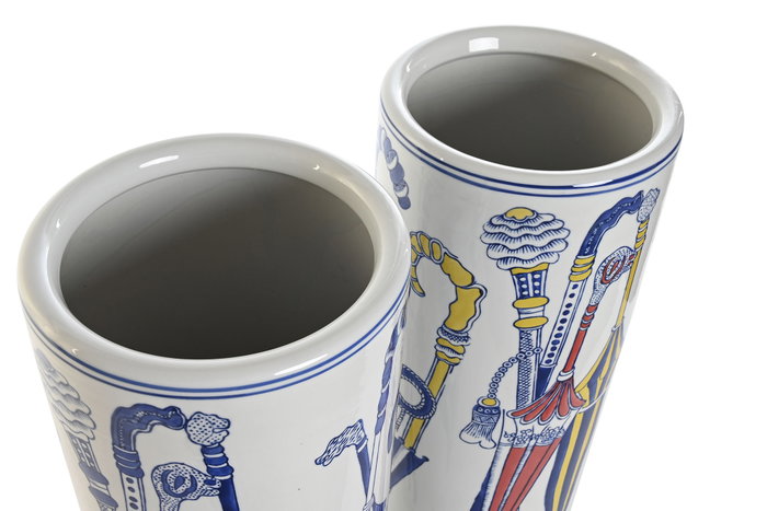DKD Home Decor Paraguero Blanco y Azul Porcelana 20 x 45 x 20 cm (2 Unidades) DKD Home Decor Paraguero Blanco y Azul Porcelana 20 x 45 x 20 cm (2 Unidades)