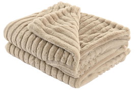 DKD Home Decor Rabit fur april 25 a Manta Beige 170 x 130 cm (2 Unidades)