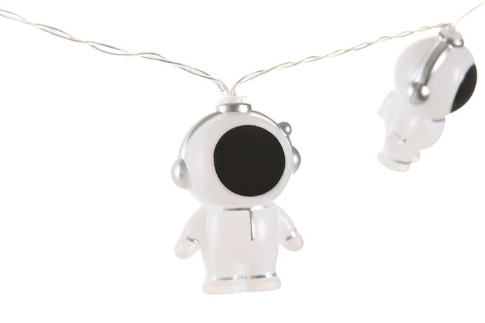 DKD Home Decor Guirnalda LED Astronauta Planetas Blanco Set 10 Piezas 4 x 180 x 5 cm