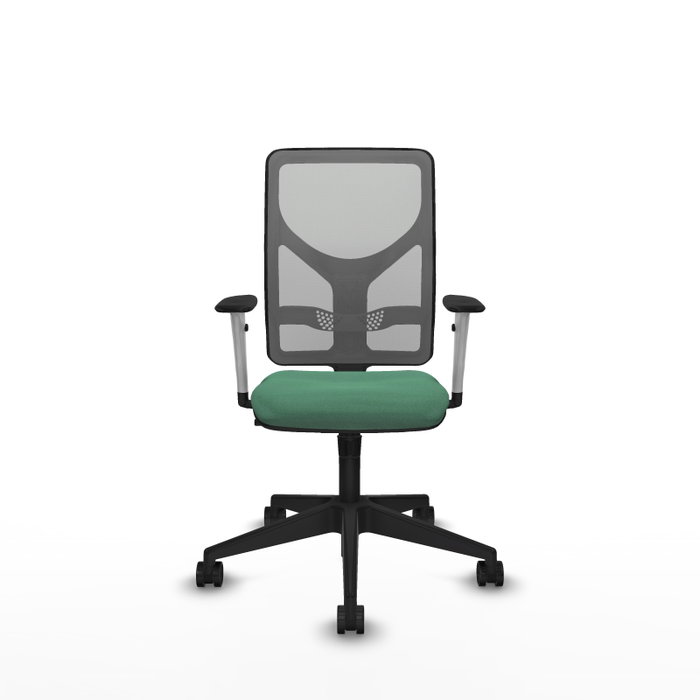 PIQUERAS Y CRESPO Silla de oficina Motilla con mecanismo Sincro, Verde esmeralda y Gris