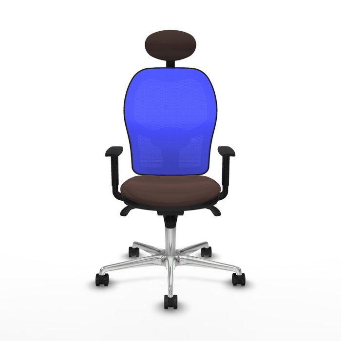 PIQUERAS Y CRESPO Silla de oficina Jorquera con mecanismo sincro, marrón oscuro y azul PIQUERAS Y CRESPO Silla de oficina Jorquera con mecanismo sincro, marrón oscuro y azul
