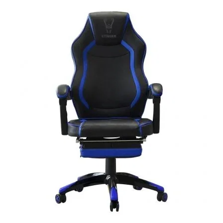 Woxter Silla Gaming Stinger Station RX GM26-011 Azul y Negra, Ergonómica, Reclinable 170º, Reposapiés Extensible, Pistón Gas Clase 4, Soporta 140 Kg