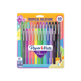 Papermate Flair M. Tropical Vacation Bolígrafo de Gel con Tapa Multicolor, 24 Piezas - 1982655