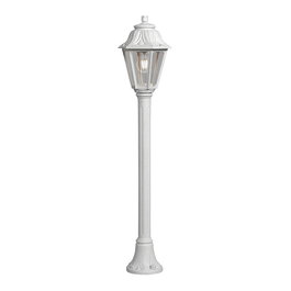 Fumagalli Farol Baliza con Poste Mizar/Anna - Blanco, E27, 23W max, IP55, Resina UV, Ø220 x 1100 mm, Cristal Transparente
