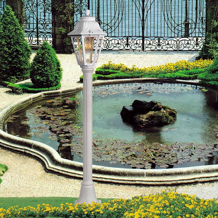 Fumagalli Farol Baliza con Poste Mizar/Anna - Blanco, E27, 23W max, IP55, Resina UV, Ø220 x 1100 mm, Cristal Transparente Fumagalli Farol Baliza con Poste Mizar/Anna - Blanco, E27, 23W max, IP55, Resina UV, Ø220 x 1100 mm, Cristal Transparente