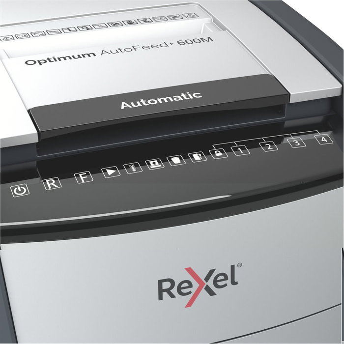 Rexel Optimum AutoFeed 600M Destructora Automática de Microcorte Negro, Gris