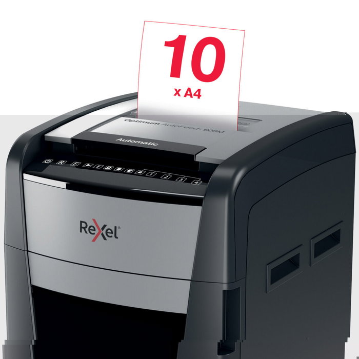 Rexel Optimum AutoFeed 600M Destructora Automática de Microcorte Negro, Gris