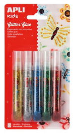 Cola Glitter Glue Apli Lapiz Metalizado 5X13Ml