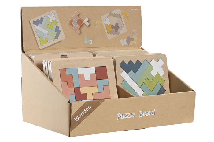 DKD Home Decor Set de 4 Puzzles de Madera Multicolor 96 Piezas Surtidos