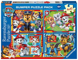 Ravensburger Puzzle PAW PATROL 4 Puzzles de 42 Piezas, Recomendado +8 años, Idiomas: ES, EN, FR, DE, IT, NL, PT