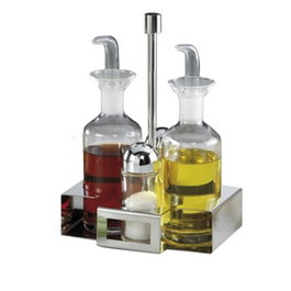 Vidra Foc Vinagrera Encina 4 Piezas en Acero Inoxidable para Mesa - Orfebrería