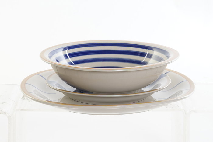 DKD Home Decor Juego de Vajilla de Gres STIPES VAJILLA Rayas Azul DKD Home Decor Juego de Vajilla de Gres STIPES VAJILLA Rayas Azul