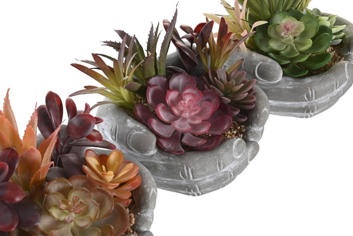 DKD Home Decor Planta de PP y Espuma Multicolor, Surtido de 3, 6 Piezas