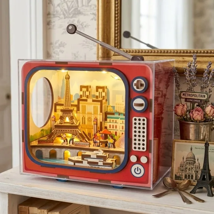 Book Nook - Kit DIY para construir sujetalibros 3D - TV París 12.5x8x13cm - AUC3760216777659