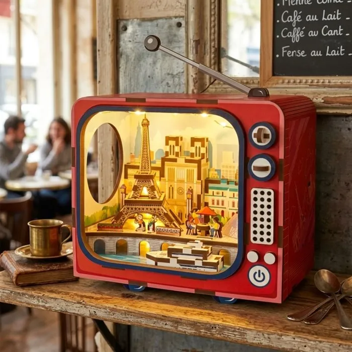 Book Nook - Kit DIY para construir sujetalibros 3D - TV París 12.5x8x13cm - AUC3760216777659