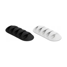 DeLOCK Juego de 6 Portacables Autoadhesivos con 5 Pasamuros Negro/Blanco