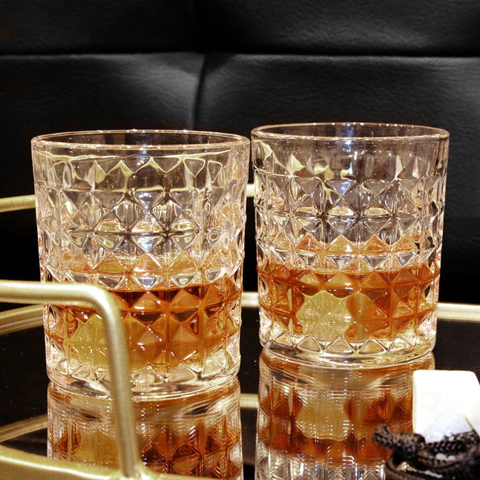 Home Deco Factory Juego de 4 Vasos Whisky Colección Cocktail Vidrio/Cristal Máquina