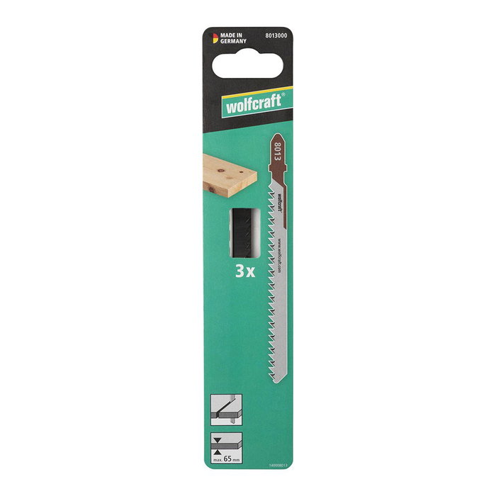 Wolfcraft Hojas de sierra de calar HCS con vástago en T, corte fino, 65 mm