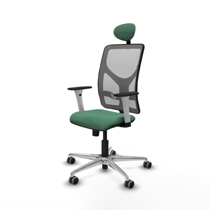 PIQUERAS Y CRESPO Silla de oficina Motilla con mecanismo Sincro, Verde esmeralda y Gris