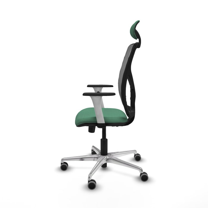 PIQUERAS Y CRESPO Silla de oficina Motilla con mecanismo Sincro, Verde esmeralda y Gris