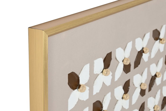 DKD Home Decor Set de 2 Cuadros Modernos en Lienzo Beige, Blanco y Dorado