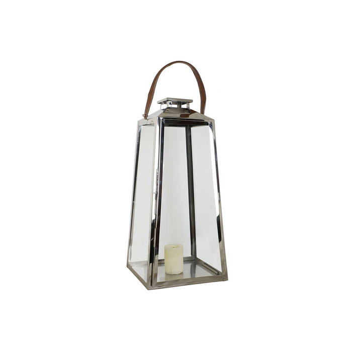 DKD Home Decor Farola de Acero y Cristal Cromado Plateado 30x30x66 cm