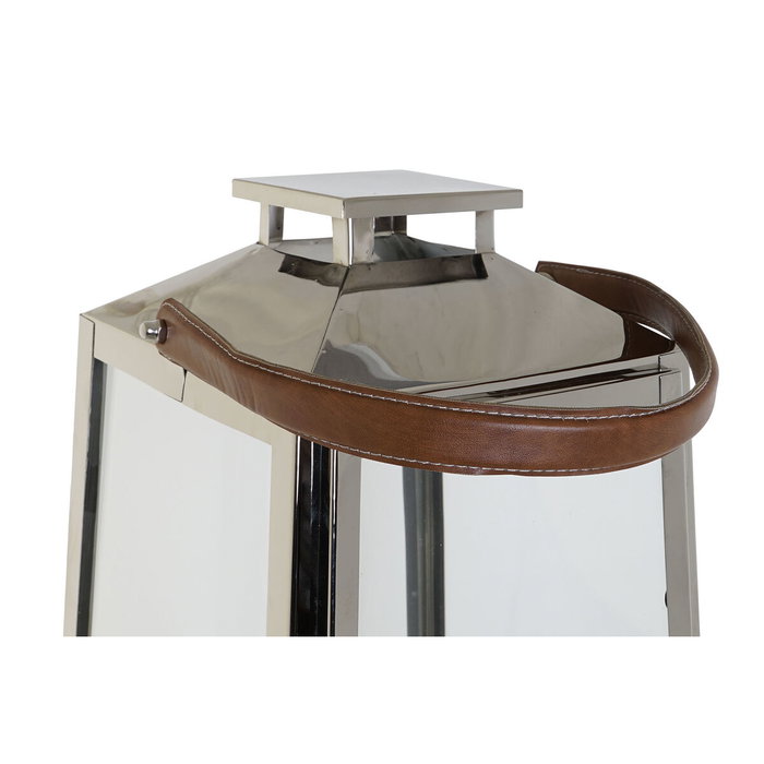 DKD Home Decor Farola de Acero y Cristal Cromado Plateado 30x30x66 cm