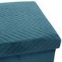Home Deco Factory Banco-Puf Plegable Azul Zig-Zag Terciopelo Almacenamiento 76x38x38 cm