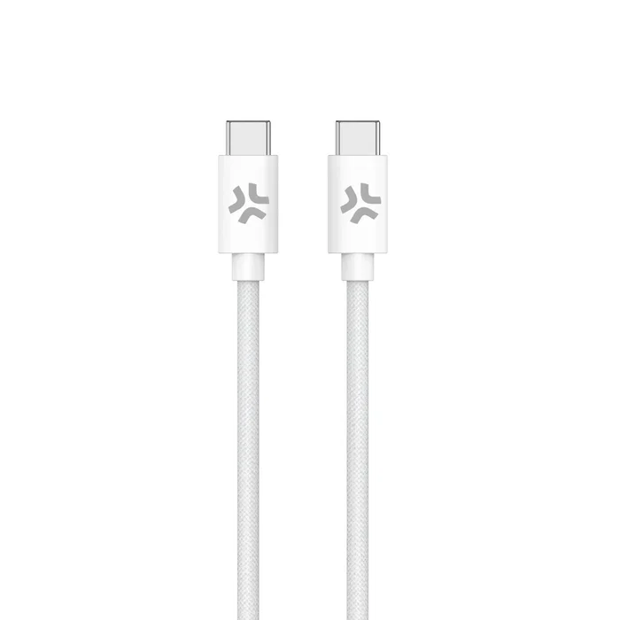 Celly Cable USB-C a USB-C 1.5m trenzado de algodón blanco Celly Cable USB-C a USB-C 1.5m trenzado de algodón blanco