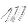 Gourmet Kitchen - Conjunto de 3 Utensilios para Barbacoa de Acero Inoxidable y Mango de Roble | Pinzas 36 cm, Espátula 43 cm, Horquilla 39 cm | Set Parrillero