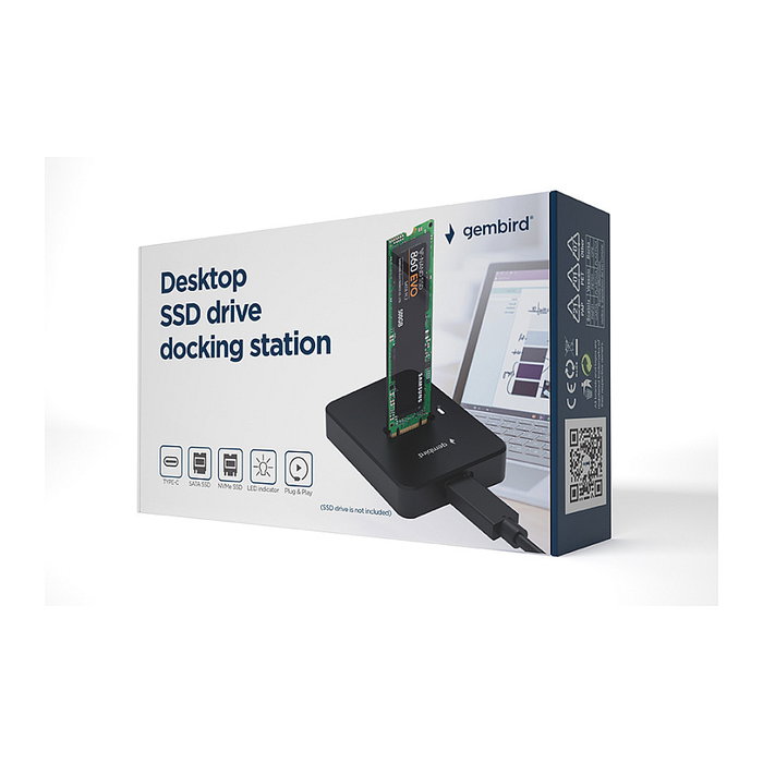 Gembird Desktop USB Type-C M.2 SATA Docking Station, Negro