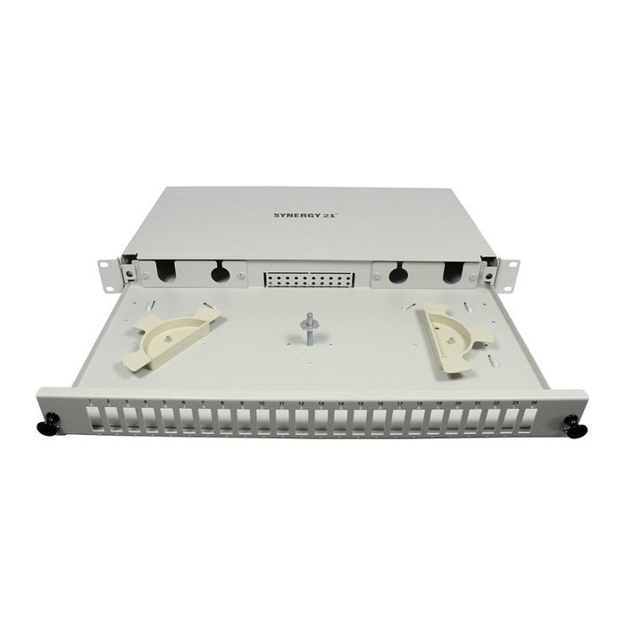 Synergy21 LWL-Patchpanel para 24xSC-Duplex/LC-Quad, 19/1HE, Gris claro