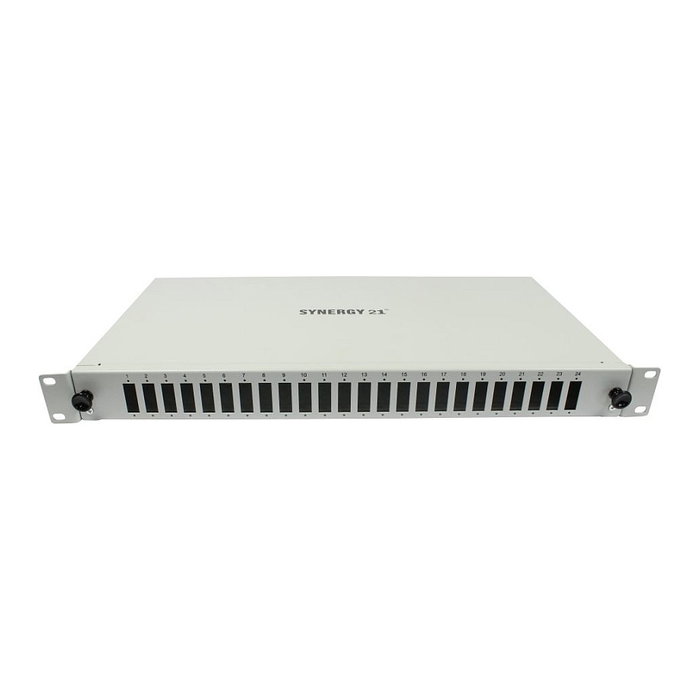Synergy21 Panel de parcheo de fibra óptica para 24xSC-Duplex/LC-Quad, 19/1HE, luz gris Synergy21 Panel de parcheo de fibra óptica para 24xSC-Duplex/LC-Quad, 19/1HE, luz gris