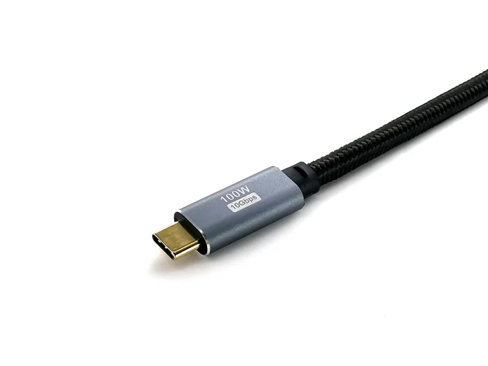 Equip 128357 Cable USB USB-C a USB-C 3.2 Gen 2 (10 Gbps, PD 100W, 5A) 2 Metros Negro, Malla de Algodón, 4K@60Hz, Chipset E-Mark, Conectores Dorados