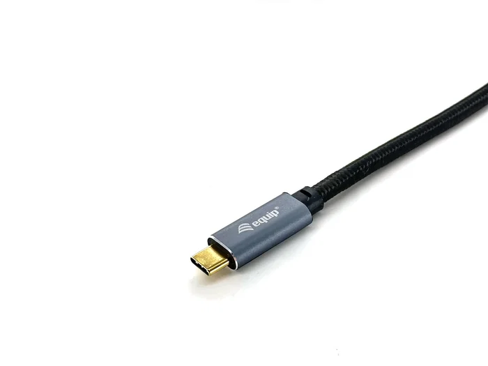 Equip 128357 Cable USB USB-C a USB-C 3.2 Gen 2 (10 Gbps, PD 100W, 5A) 2 Metros Negro, Malla de Algodón, 4K@60Hz, Chipset E-Mark, Conectores Dorados