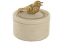 DKD Home Decor Joyero de Resina Pájaro Blanco y Dorado 12x12x12 cm