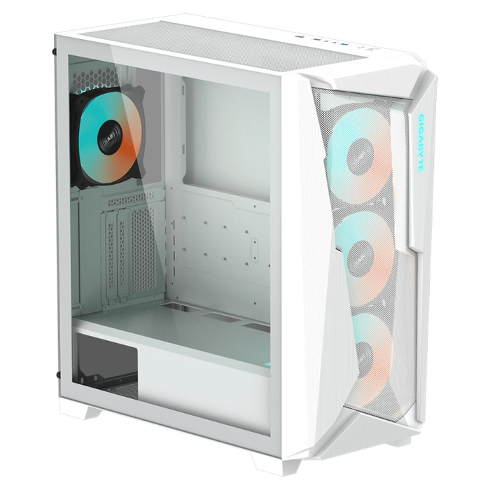 Gigabyte C301GW - Torre Media ATX para Gaming, Blanca, con 4 Ventiladores ARGB y Panel Lateral de Vidrio Templado, Soporte E-ATX, Tarjeta Gráfica de 40 cm