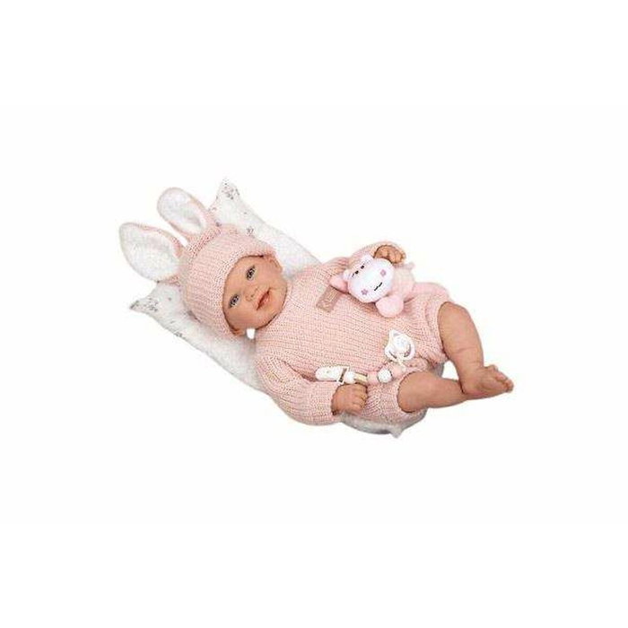 Muñecas Arias Muñeca Reborn Arias Lucia con Cojín y Peluche, 45 cm