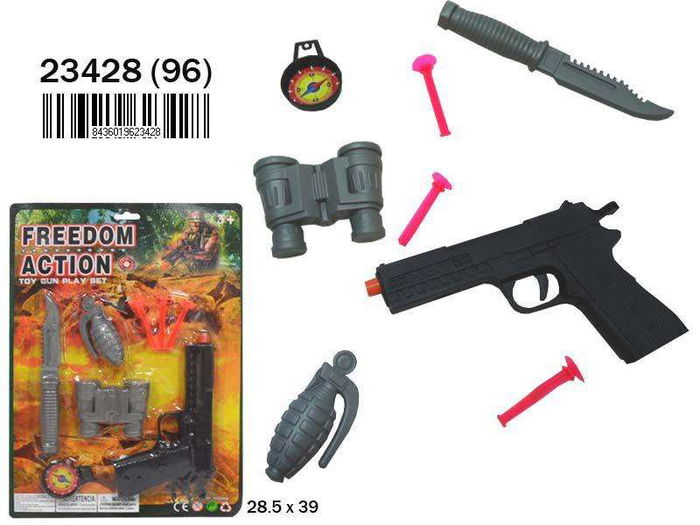 Rama Pistola militar con accesorios 28,5x39 cm