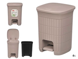 Stefanplast Papelera Domus Pequeña con Pedal, Cubo Extraíble, 6 Litros, Color Beige, Dimensiones 20.5x27x20.5 cm (Set de 6)