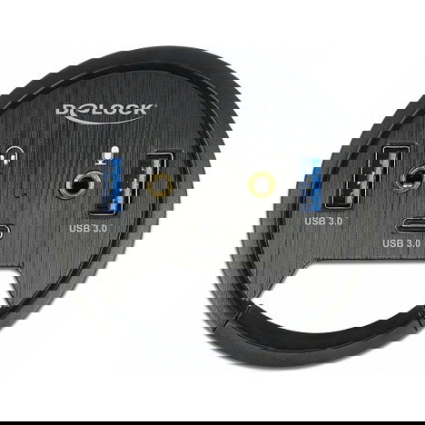 DELOCK 3 Port Tisch-Hub USB Hub para Escritorio con 1x USB Type-C, 2x USB Type-A y Puertos HD-Audio, Negro DELOCK 3 Port Tisch-Hub USB Hub para Escritorio con 1x USB Type-C, 2x USB Type-A y Puertos HD-Audio, Negro