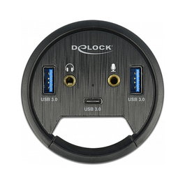 DeLOCK Concentrador de Escritorio 3 Puertos (1x USB Type-C, 2x USB Tipo-A) + Audio HD Negro
