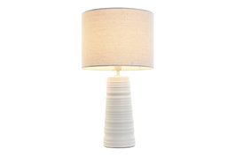 DKD Home Decor Lámpara de sobremesa de gres y poliéster Blanco 35x35x62 cm