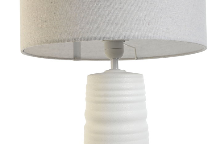 DKD Home Decor Lámpara de sobremesa de gres y poliéster Blanco 35x35x62 cm